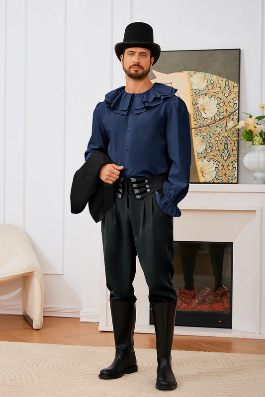 Runcati Navy Blue Medieval Pirate Shirt