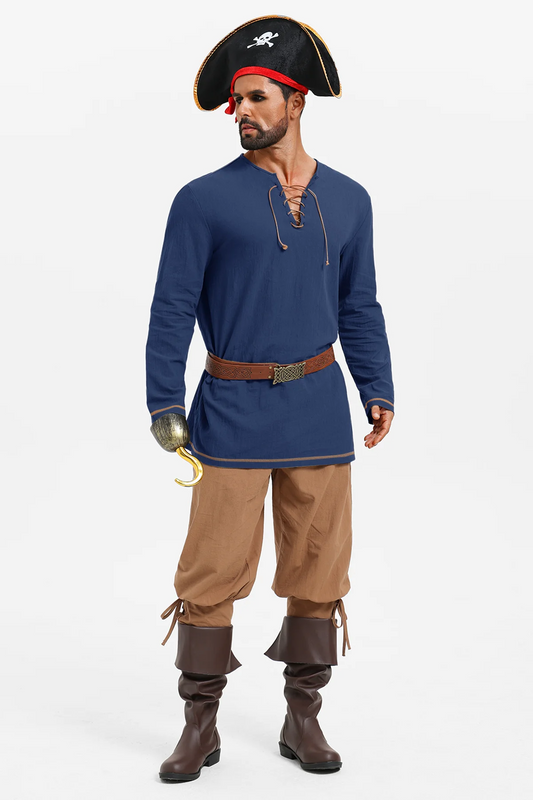 Runcati Navy Blue Pirate Tunic Shirt