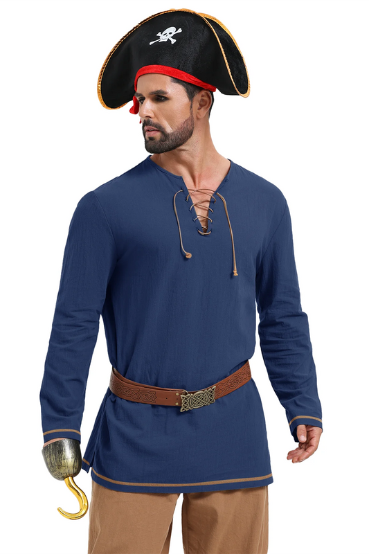 Runcati Navy Blue Pirate Tunic Shirt