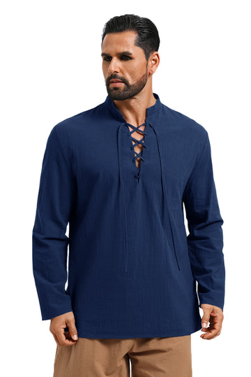 Runcati Navy Blue Renaissance Pirate Shirt