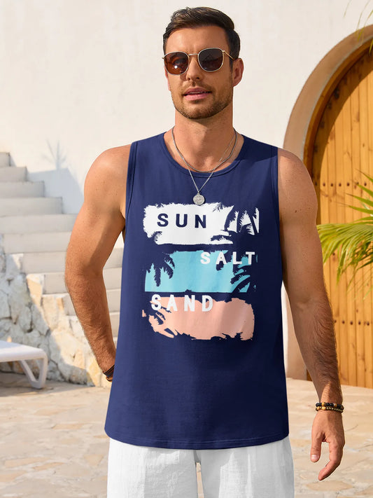 Runcati Navy Blue Sleeveless Tank Tops