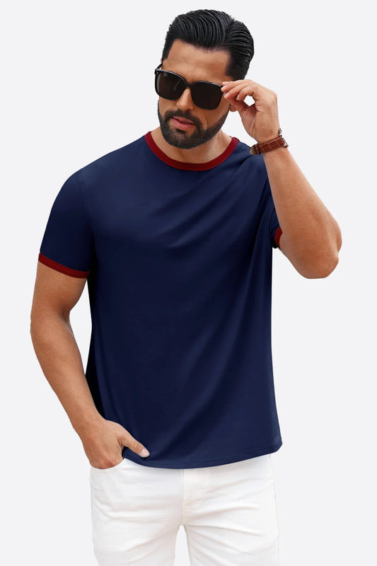 Runcati Navy Blue Summer Basic T-Shirts