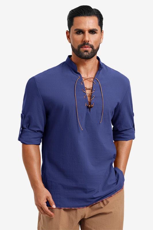 Runcati Navy Blue Viking Pirate Shirt