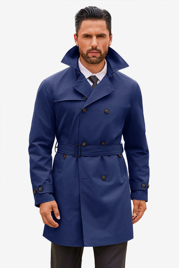 Runcati Navy Double Breasted Trench Coat