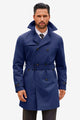 Runcati Mens Navy Double Breasted Trench Coat