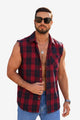 Runcati Red Sleeveless Plaid Shirts
