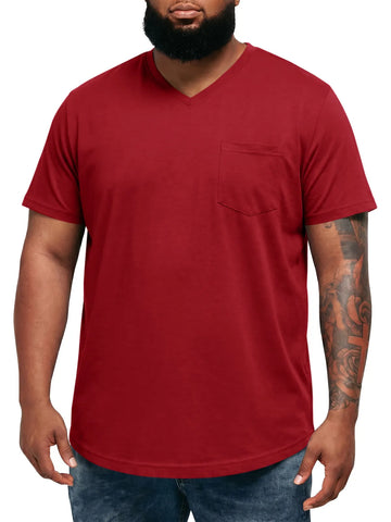 Runcati Red V Neck Casual T-Shirt
