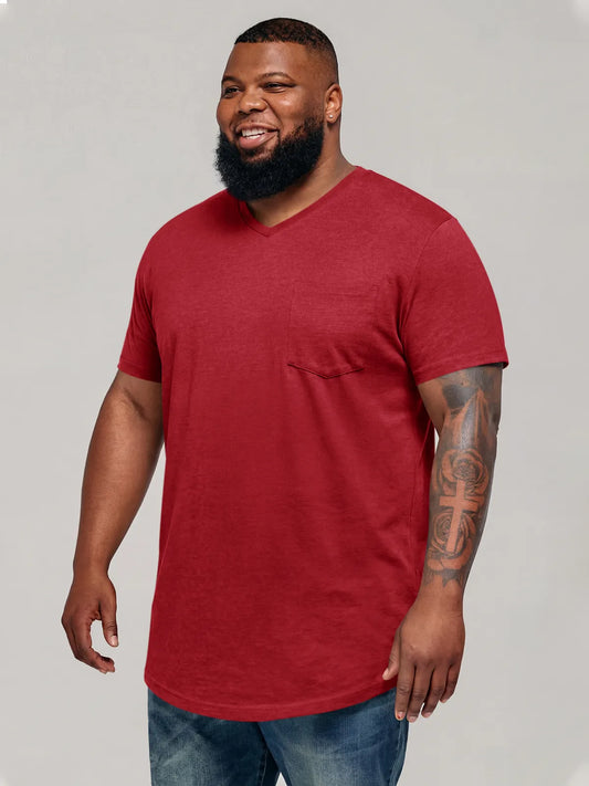 Runcati Red V Neck Casual T-Shirt