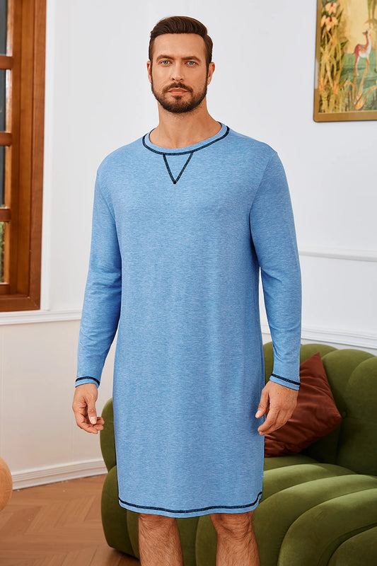 Runcati  Sky Blue Mens Comfy Sleep Nightshirt