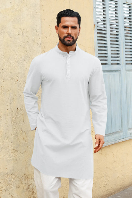 Runcati White Casual Henley Shirt