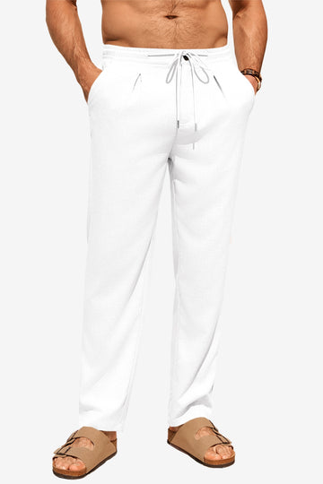 Runcati White Casual Linen Pants