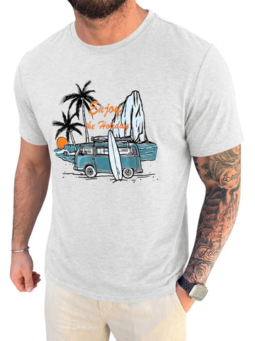 Runcati White Crew Neck Casual Shirt