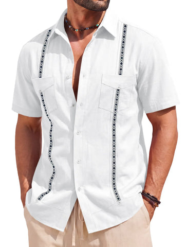 Runcati  White Guayabera Linen Shirts