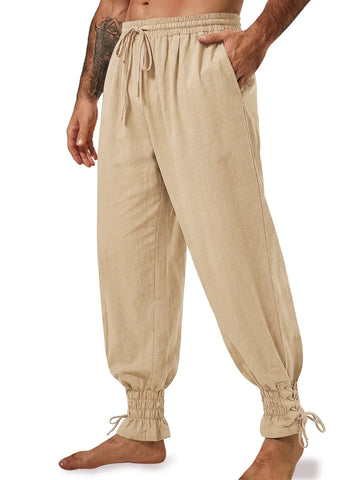 Runcati Beige Lace Up Ankle Pants
