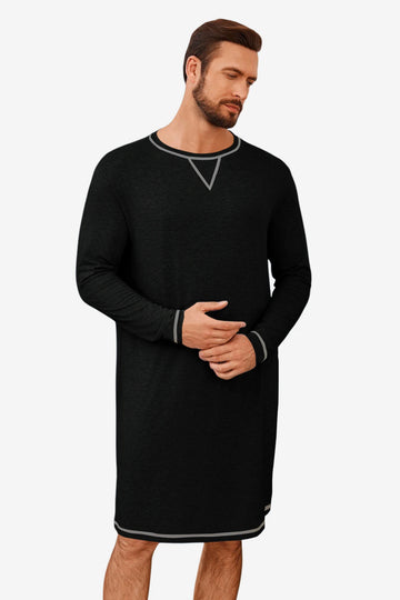 Runcati Black Mens Comfy Sleep Nightshirt