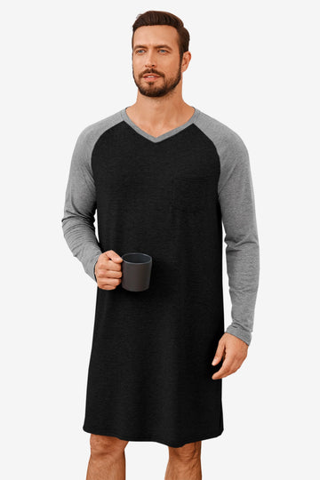 Runcati Black V Neck Sleep Shirt