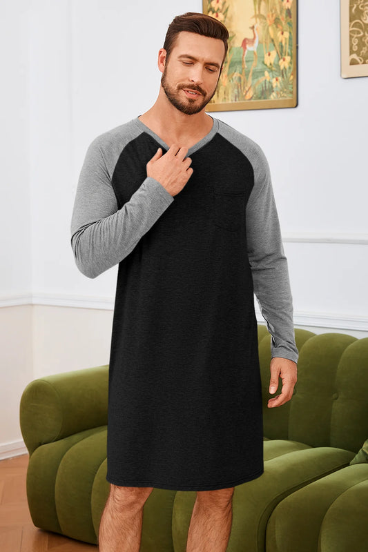 Runcati Black V Neck Sleep Shirt