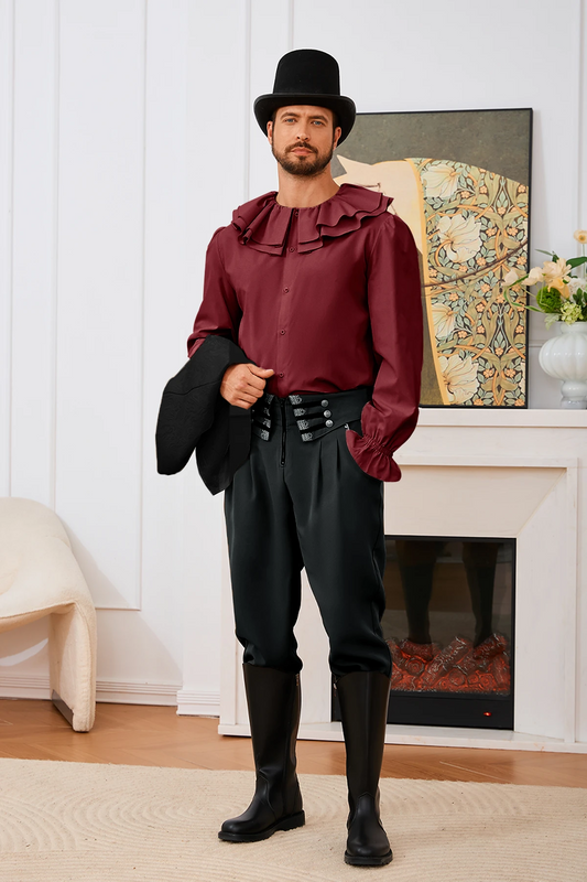 Runcati Burgundy Medieval Pirate Shirt