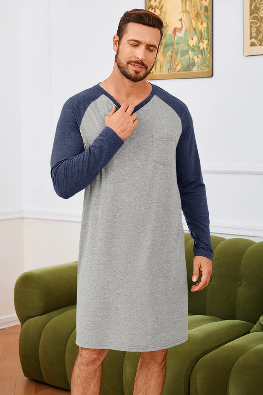 Runcati  Light Grey V Neck Sleep Shirt