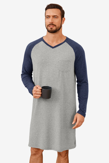 Runcati  Light Grey V Neck Sleep Shirt