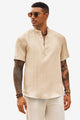 Runcati Mens Apricot Casual Henley Shirt