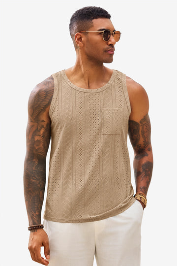 Runcati Mens Apricot Crochet Tank Tops