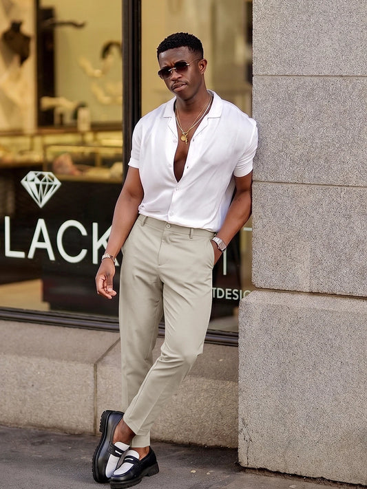 Runcati Mens Apricot Slim Fit Pants