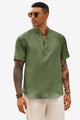 Runcati Mens Army Green Casual Henley Shirt