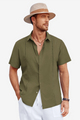 Runcati Mens Army Green Cuban Guayabera Shirts