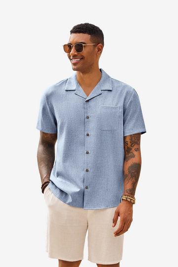 Runcati Mens Baby Blue Button Down Shirt
