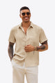 Runcati Mens Beige Button Down Shirts
