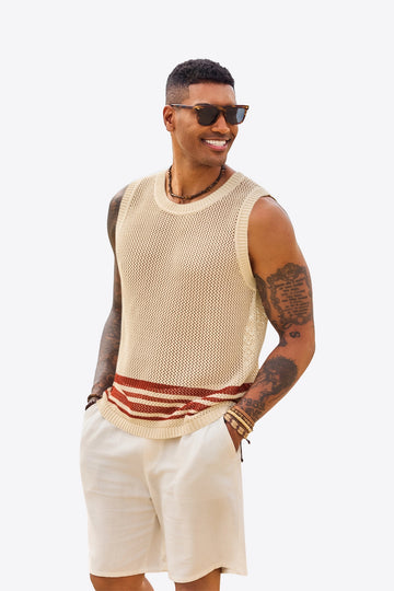 Runcati Mens Beige Sleeveless Tank Tops