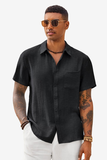 Runcati Mens Black Button-down Shirts