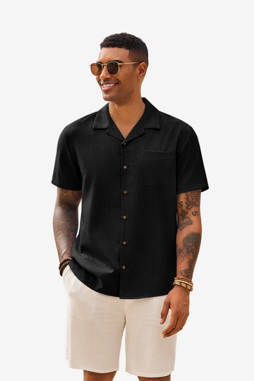 Runcati Mens Black Button Down Shirt