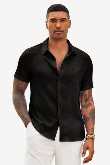 Runcati Mens Black Button Down Shirts
