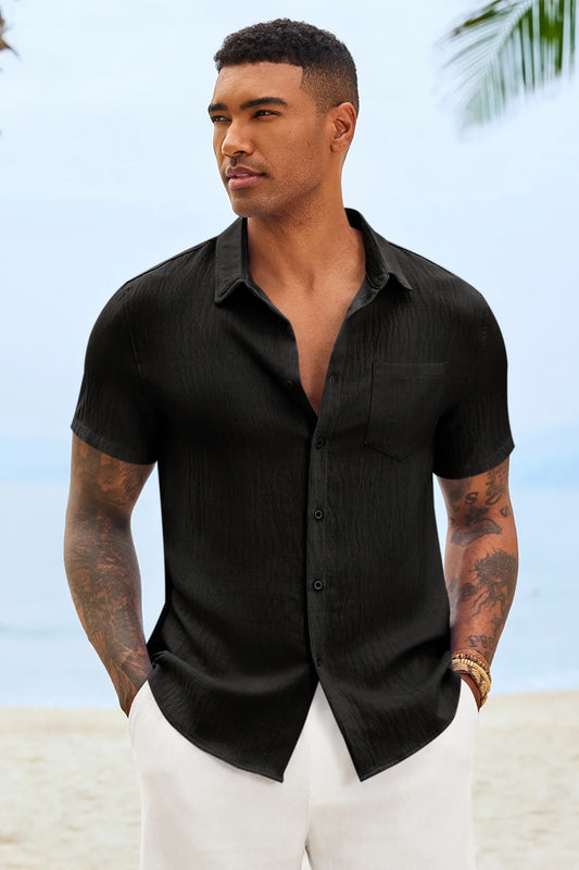 Runcati Mens Black Button Down Shirts