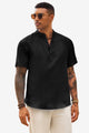 Runcati Mens Black Casual Henley Shirt
