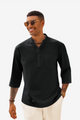 Runcati Mens Black Casual Henley Shirts
