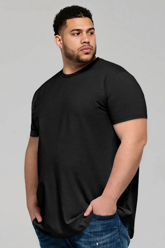 Runcati Mens Black Crew Neck Casual T-Shirt