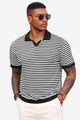 Runcati Mens Black Knit Polo Shirts