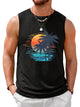 Runcati Mens Black Palm Tree Tank