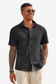 Runcati Mens Black Short Sleeve Casual Dress Shirt