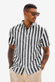 Runcati Mens Black Striped Button Down Shirts