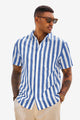 Runcati Mens Blue Striped Button Down Shirts