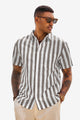 Runcati Mens Brown Striped Button Down Shirts
