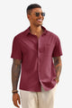 Runcati Mens Burgundy Short Sleeve Casual Dress Shirt