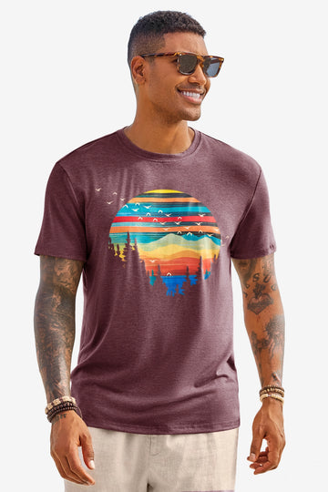 Runcati Mens Burgundy Short Sleeve T-Shirts
