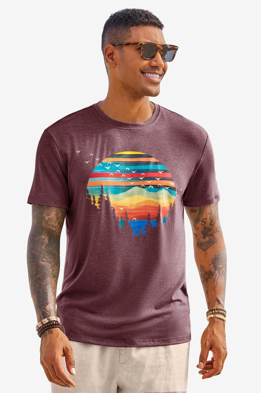 Runcati Mens Burgundy Short Sleeve T-Shirts