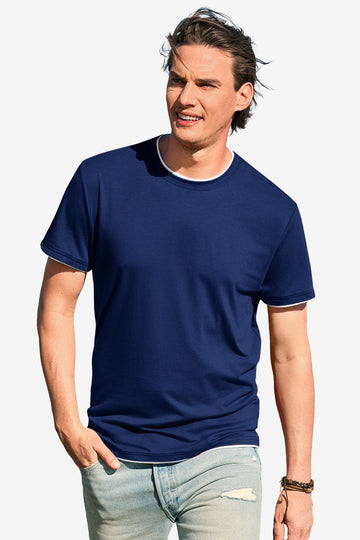 Runcati Mens Dark Blue Crew Neck T Shirts