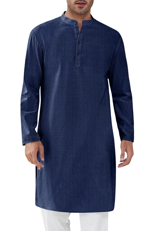 Runcati Mens Dark Blue Kaftan Robe